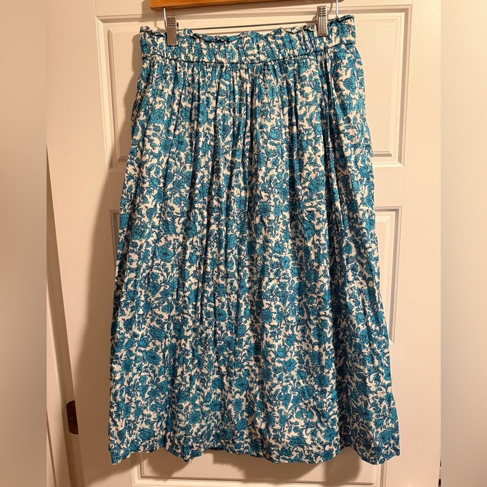 J Crew Blue and White Floral Skirt